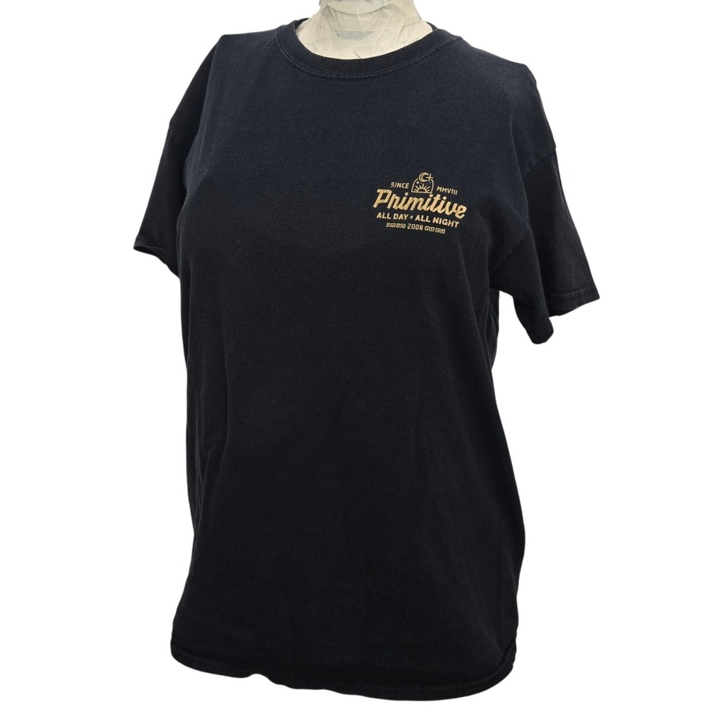 Primitive Skateboarding Shirt Medium Black Gold All Day All Night Graphic MMVIII